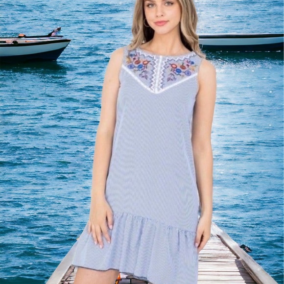 LOVELY PINSTRIPE MINI DRESS - Picture 6 of 9